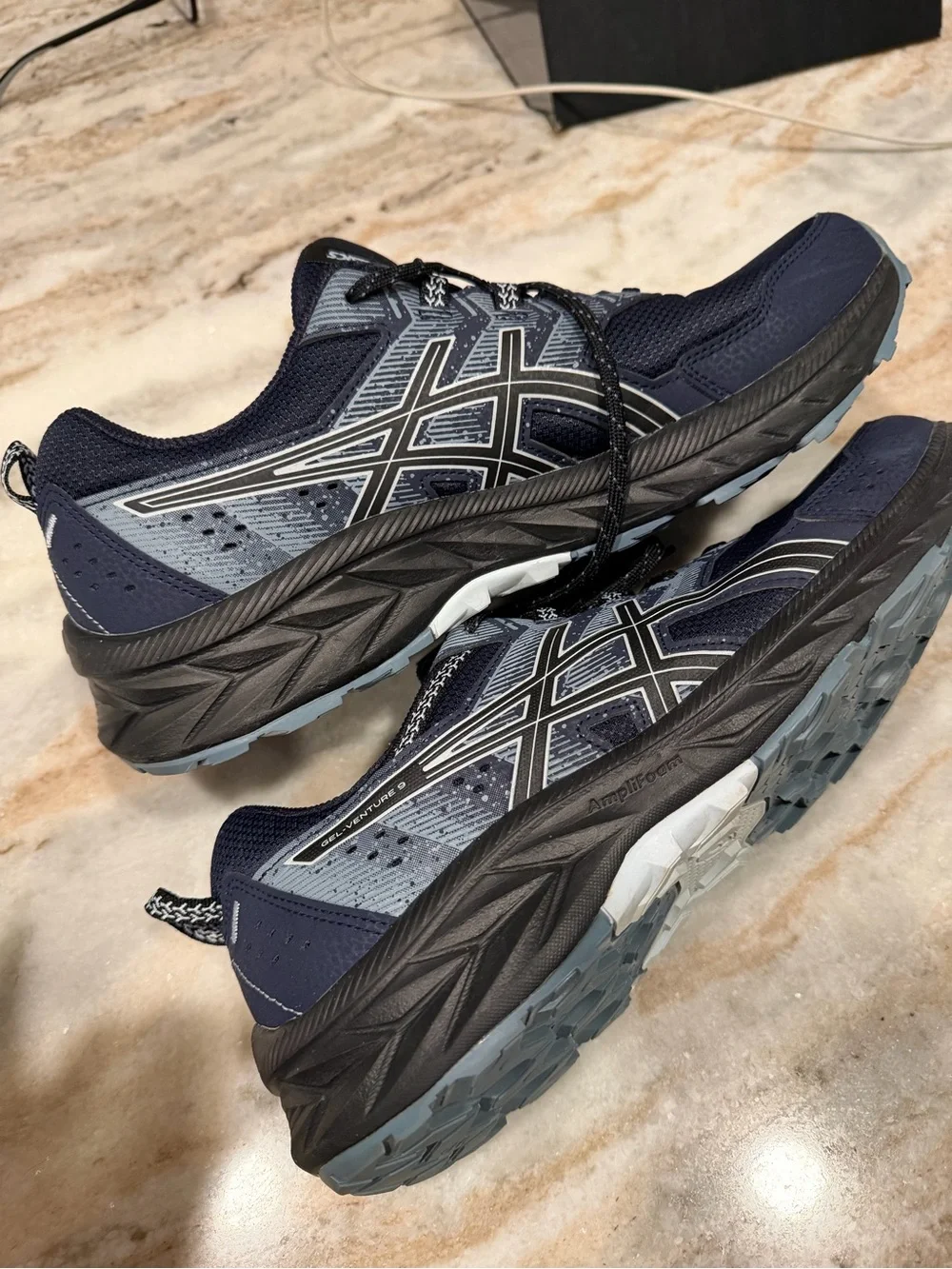 Asics Men's Navy and Gray Athletic Running Shoes